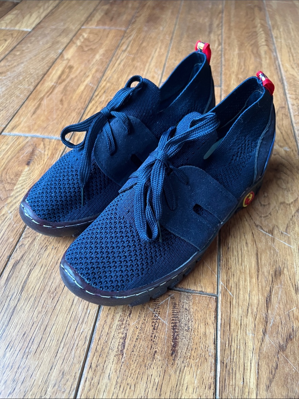 Women’s  Knit Lace-Up Sneakers in Black